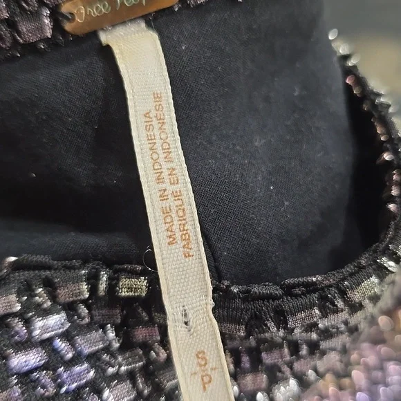 Free People Shimmery Sheath Dress with Bateau Neckline Sz S - Picture 10 of 10